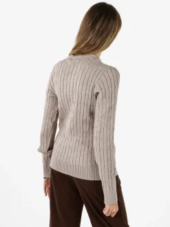 Norway Maglione girocollo da donna a trecce - sabbia