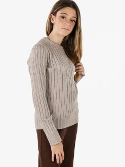 Norway Maglione girocollo da donna a trecce - sabbia