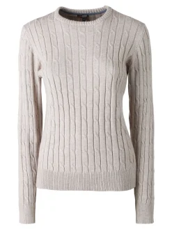 Norway Maglione girocollo da donna a trecce - sabbia