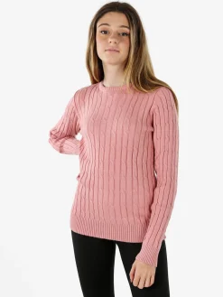 Norway Maglione girocollo da donna a trecce - rosa
