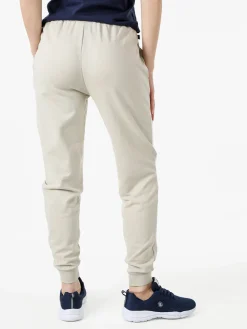 Norway Pantaloni tuta da donna in cotone con coulisse e polsini - beige