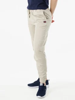 Norway Pantaloni tuta da donna in cotone con coulisse e polsini - beige