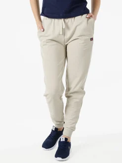 Norway Pantaloni tuta da donna in cotone con coulisse e polsini - beige