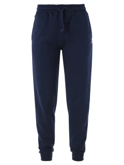 Norway Pantaloni tuta da donna in cotone con coulisse e polsini - blu scuro
