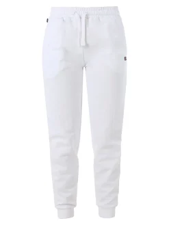 Norway Pantaloni tuta da donna in cotone con coulisse e polsini - bianco