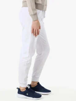 Norway Pantaloni tuta da donna in cotone con coulisse e polsini - bianco