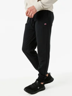Norway Pantaloni tuta da uomo in cotone con coulisse e polsini - nero