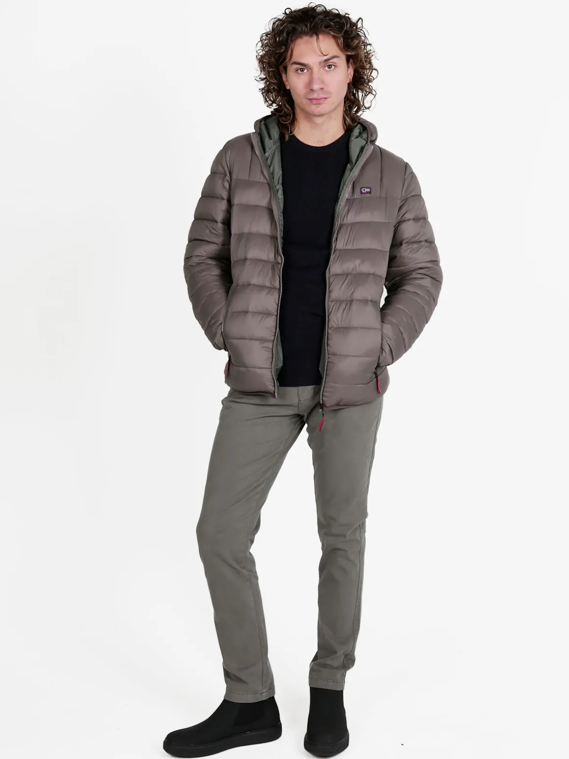 Norway Piumino da uomo con cappuccio e zip