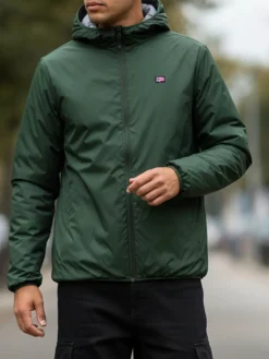 Norway Piumino da uomo reversibile con cappuccio - militare