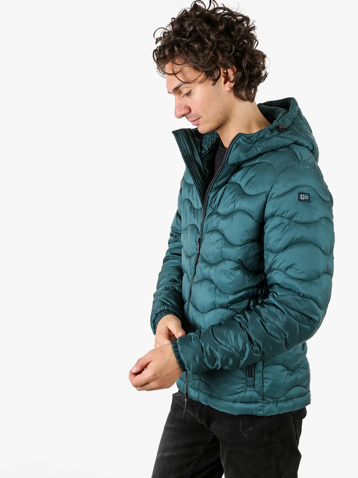 Norway Piumino leggero da uomo con cappuccio e zip - verde