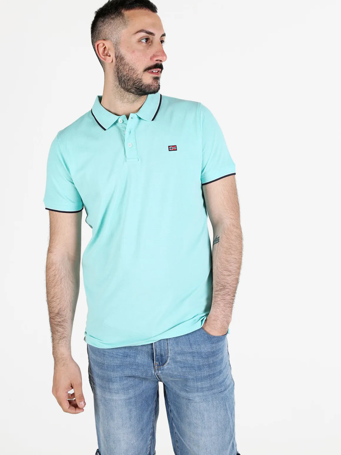 Norway Polo da uomo a maniche corte in cotone