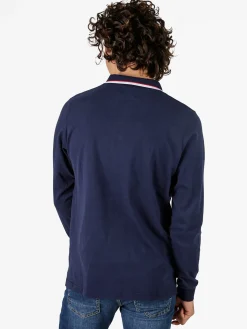 Norway Polo da uomo a maniche lunghe in cotone - blu scuro