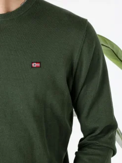 Norway Pullover da uomo in cotone con logo - militare