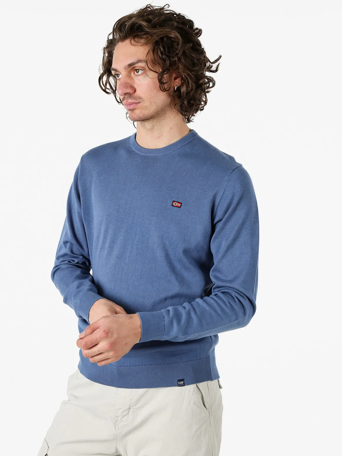 Norway Pullover da uomo in cotone con logo - blu