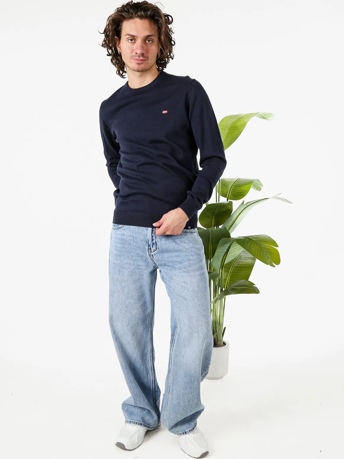 Norway Pullover da uomo in cotone con logo - blu scuro