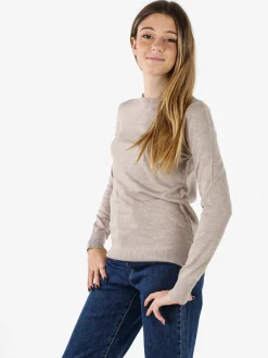 Norway Pullover girocollo da donna in maglia tinta unita - sabbia