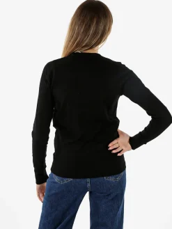 Norway Pullover girocollo da donna in maglia tinta unita - nero