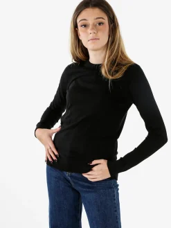 Norway Pullover girocollo da donna in maglia tinta unita - nero