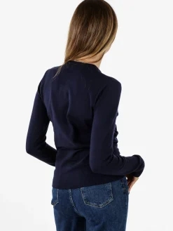 Norway Pullover girocollo da donna in maglia tinta unita - blu scuro