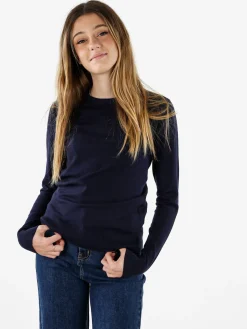 Norway Pullover girocollo da donna in maglia tinta unita - blu scuro