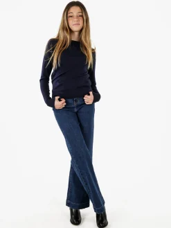 Norway Pullover girocollo da donna in maglia tinta unita - blu scuro