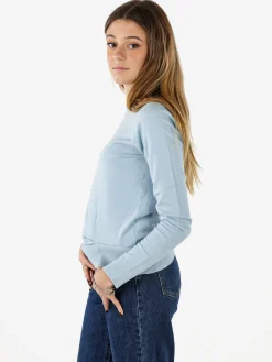 Norway Pullover girocollo da donna in maglia tinta unita - azzurro