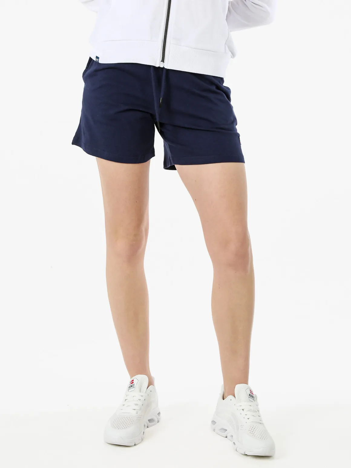 Norway Shorts donna sportivi in cotone con coulisse e logo - blu scuro