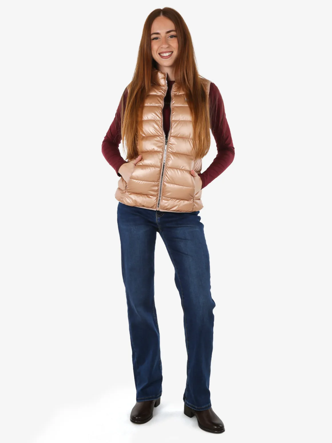 Norway Smanicato donna imbottito con zip - albicocca