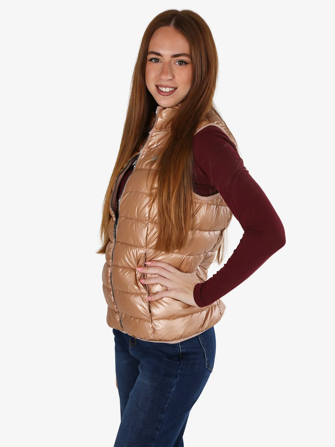 Norway Smanicato donna imbottito con zip - albicocca