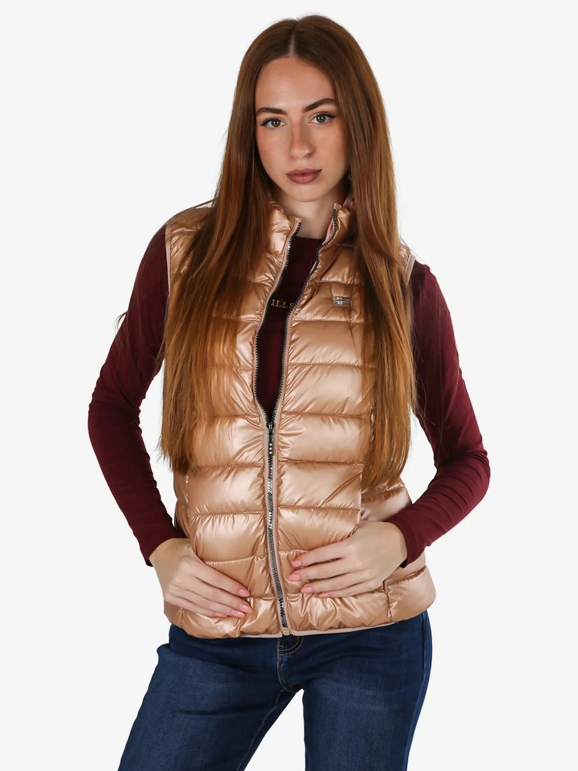 Norway Smanicato donna imbottito con zip - albicocca