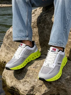 Norway Sneakers sportive da uomo con intersuola geometrica - grigio