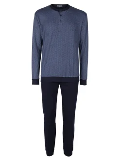 Nottingham Pigiama da uomo lungo in cotone interlock