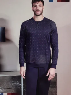 Nottingham Pigiama da uomo lungo in cotone interlock