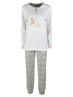 Nottingham Pigiama lungo da donna in cotone jersey