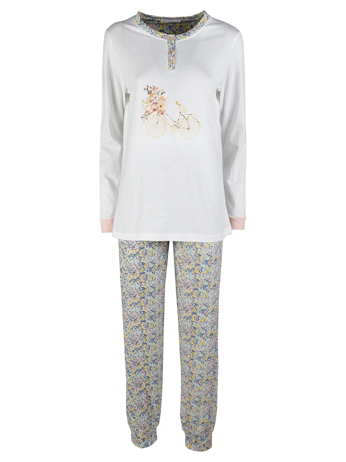 Nottingham Pigiama lungo da donna in cotone jersey
