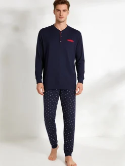 Nottingham Pigiama lungo da uomo in cotone jersey