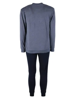 Nottingham Pigiama lungo da uomo in misto cotone jersey