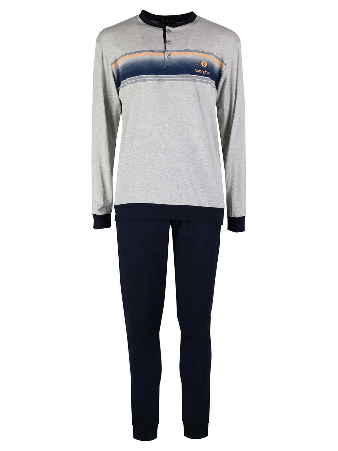 Nottingham Pigiama lungo da uomo in cotone jersey