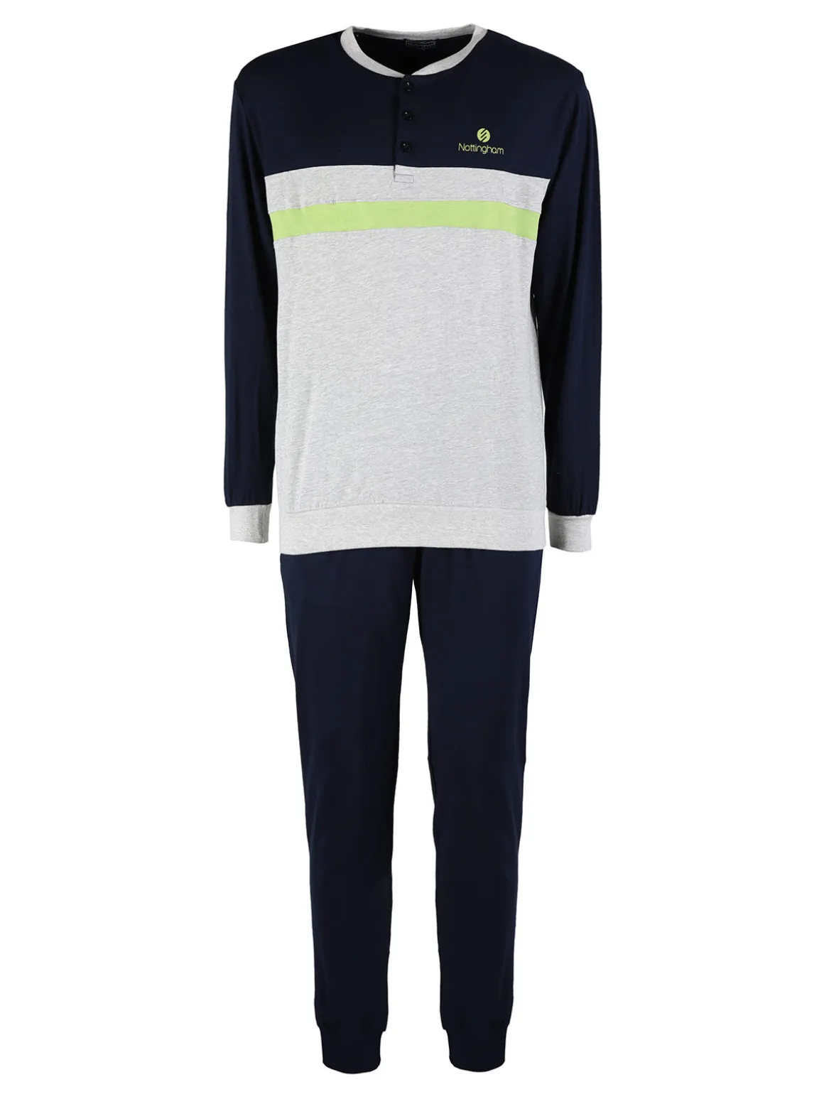 Nottingham Pigiama lungo da uomo in cotone jersey