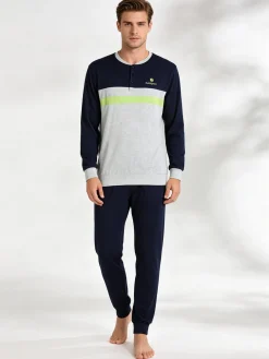 Nottingham Pigiama lungo da uomo in cotone jersey
