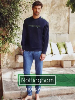 Nottingham Pigiama lungo da uomo in cotone jersey