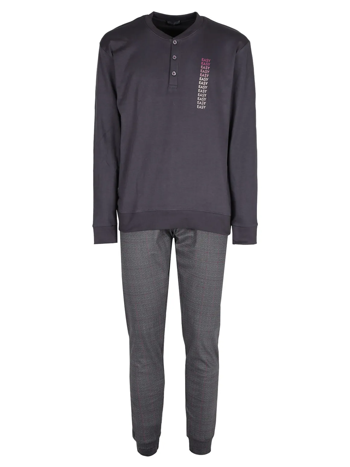 Nottingham Pigiama lungo da uomo in cotone interlock