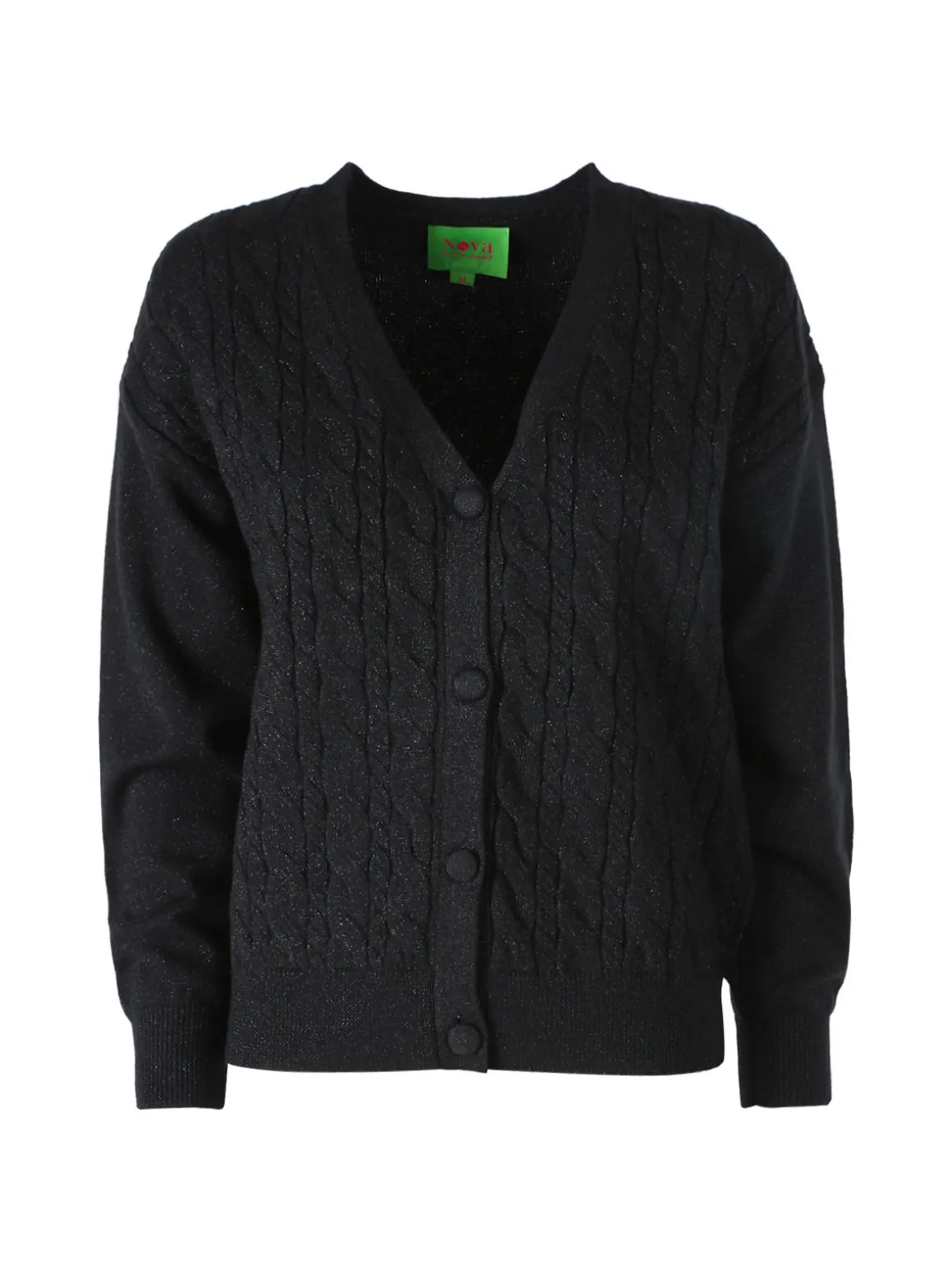 Nova Cardigan donna a trama intrecciata - nero