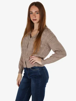 Nova Cardigan donna a trama intrecciata - sabbia