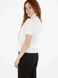 Nova Maglia dolcevita da donna a maniche corte - bianco
