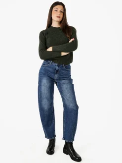 Nova Maglione girocollo da donna lurex - verde scuro