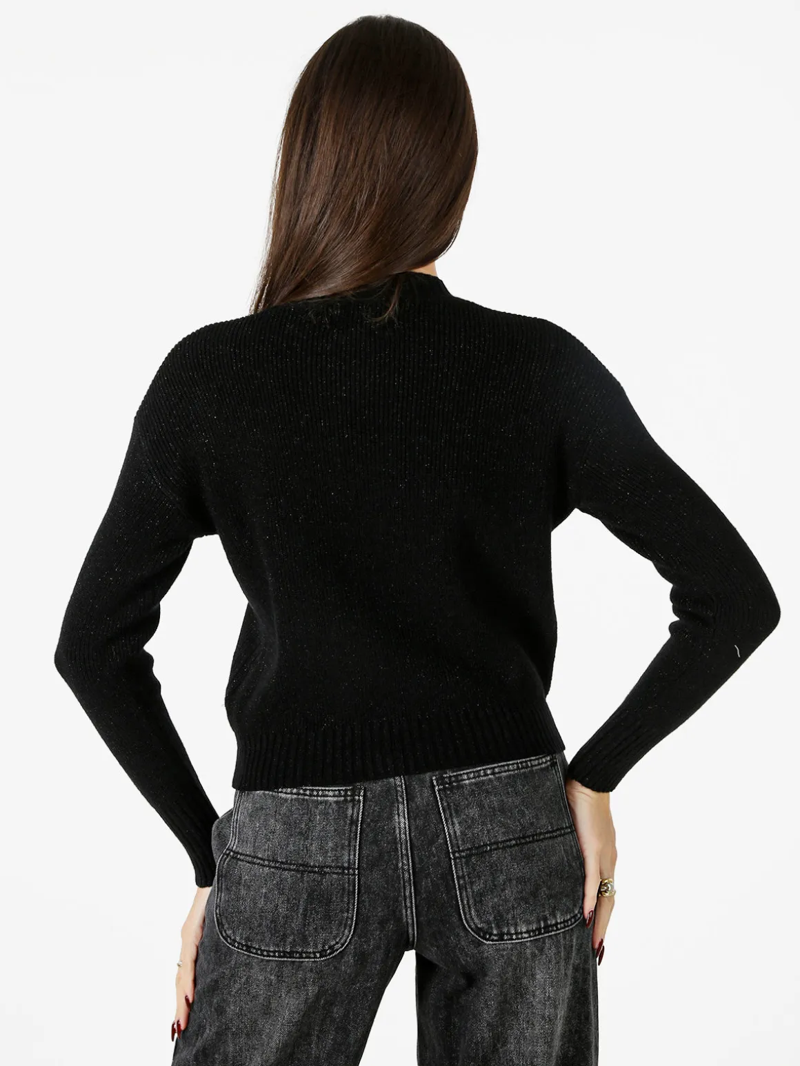 Nova Maglione girocollo da donna lurex - nero