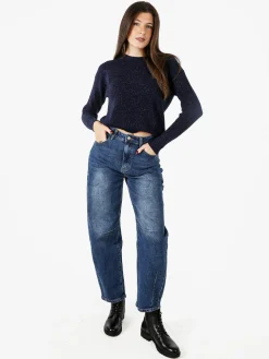 Nova Maglione girocollo da donna lurex - blu scuro