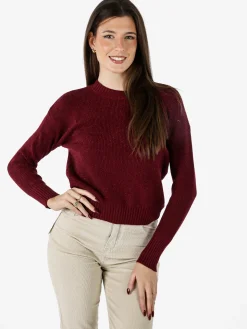 Nova Maglione girocollo da donna lurex - bordeaux