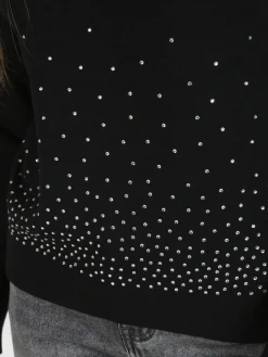 Nova Pullover dolcevita da donna con strass - nero